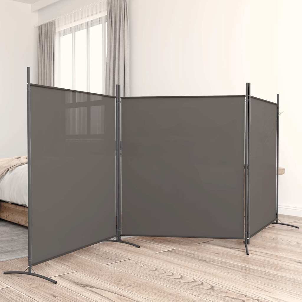 vidaXL Параван за стая 3 панела антрацит 525x180 cм текстил