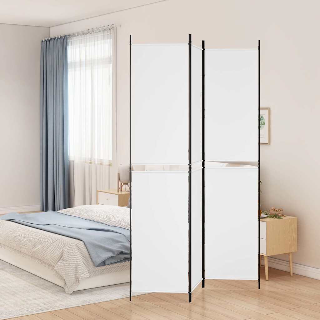 vidaXL Параван за стая 3 панела бял 150x220 см плат