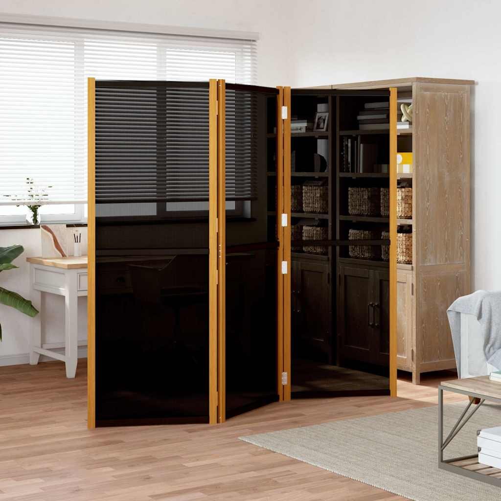 vidaXL Параван за стая 3 панела черен 210x180 cм