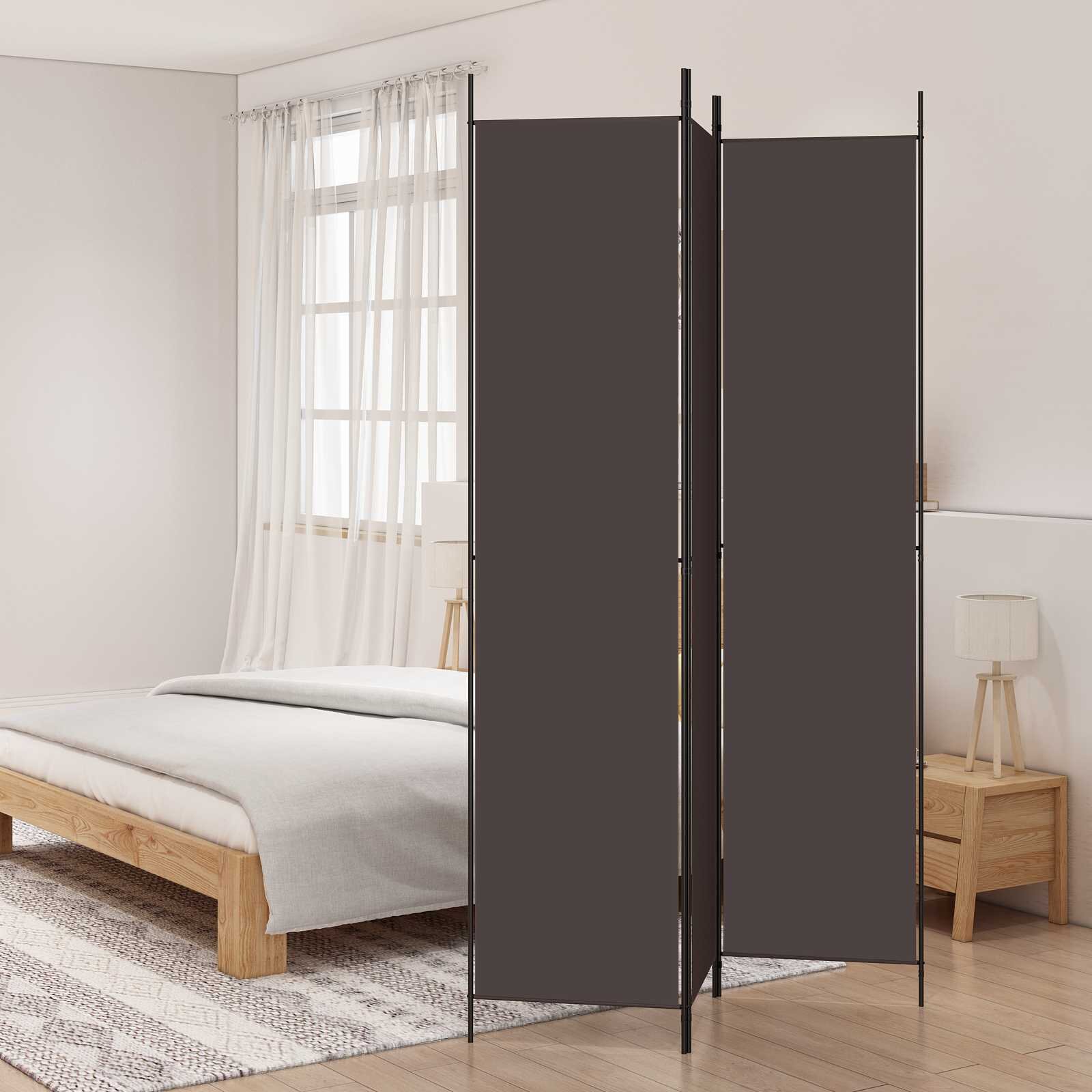 vidaXL Параван за стая 3 панела кафяв 150x220 см плат