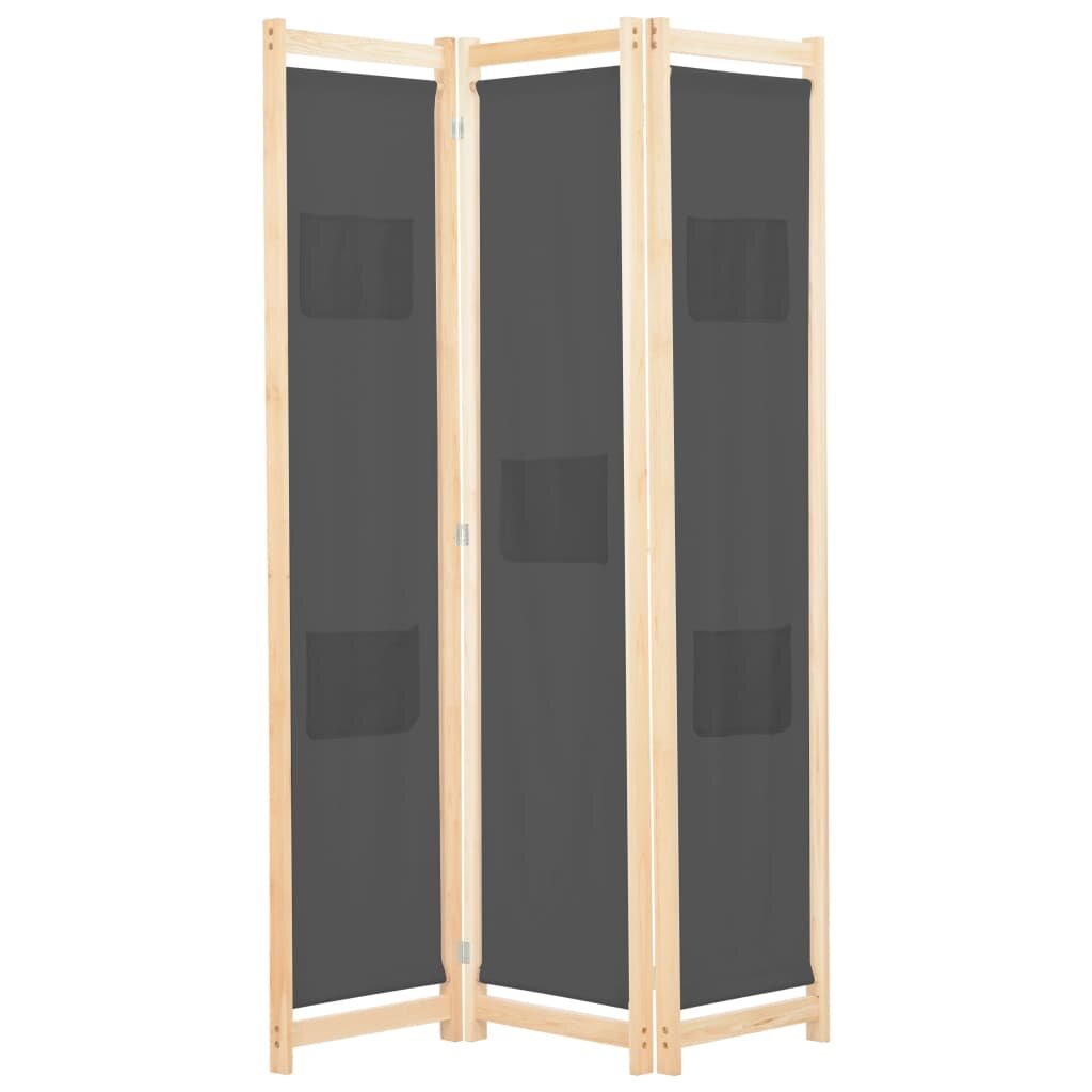 vidaXL Параван за стая 3 панела сив 120x170x4 cм текстил