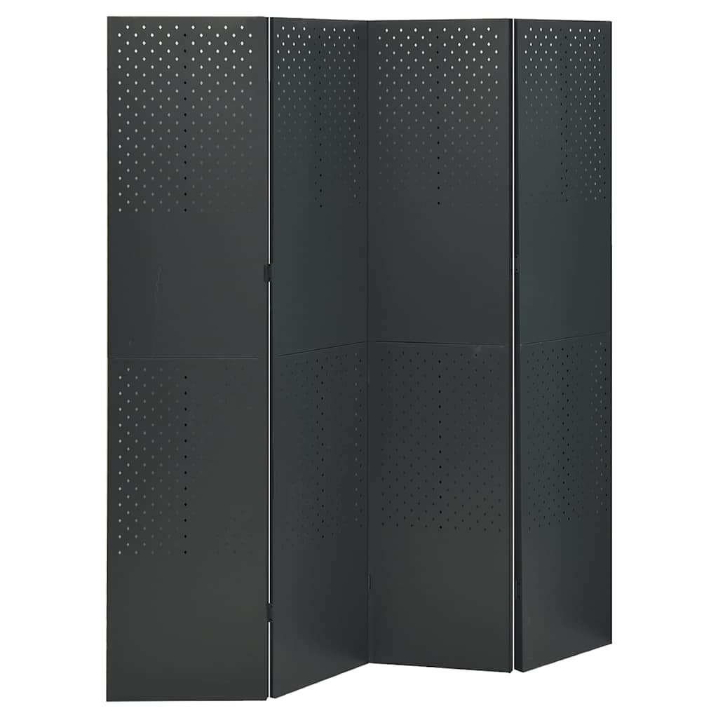vidaXL Параван за стая 4 панела антрацит 160x180 см стомана