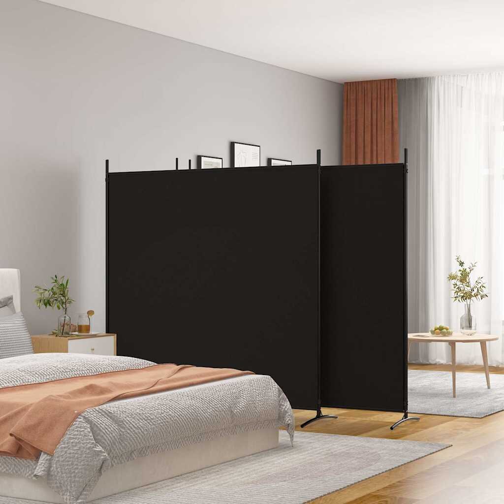 vidaXL Параван за стая 4 панела черен 698x180 cм плат