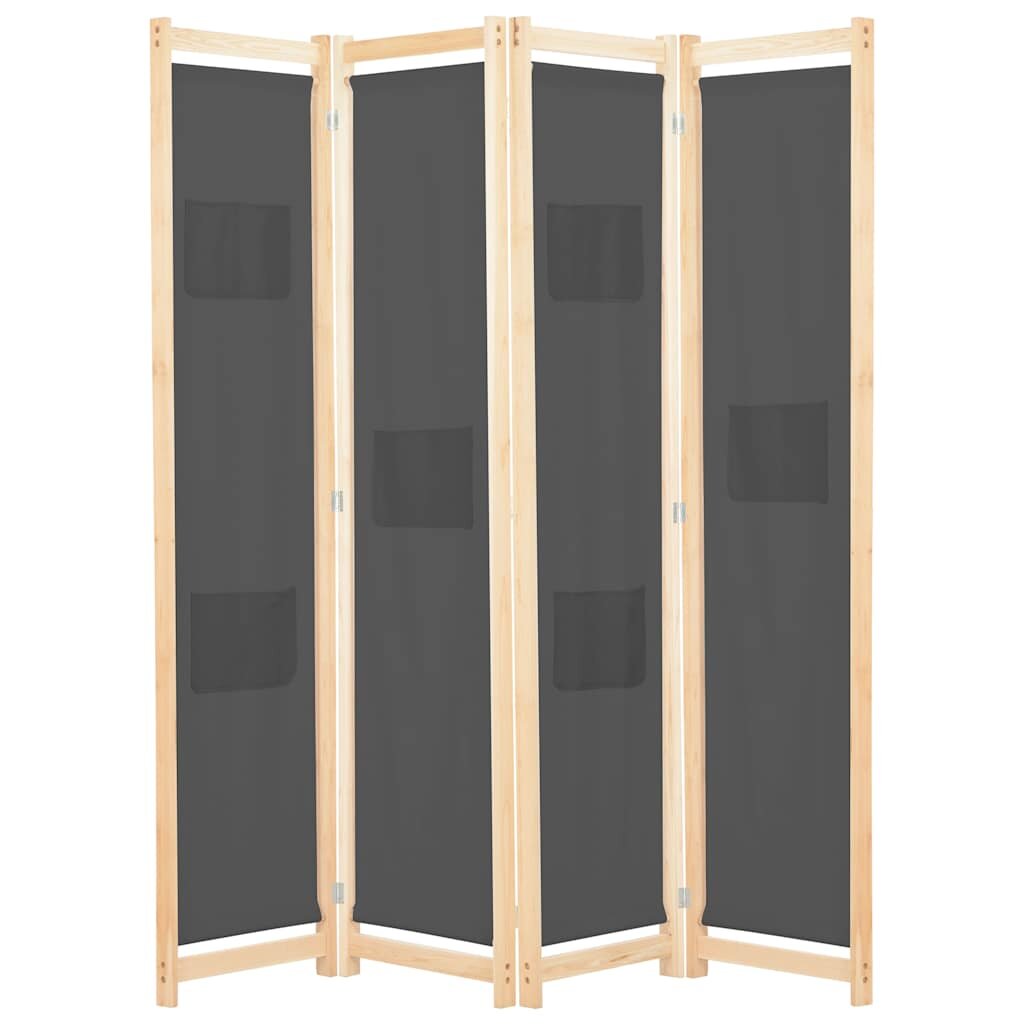 vidaXL Параван за стая 4 панела сив 160x170x4 cм текстил