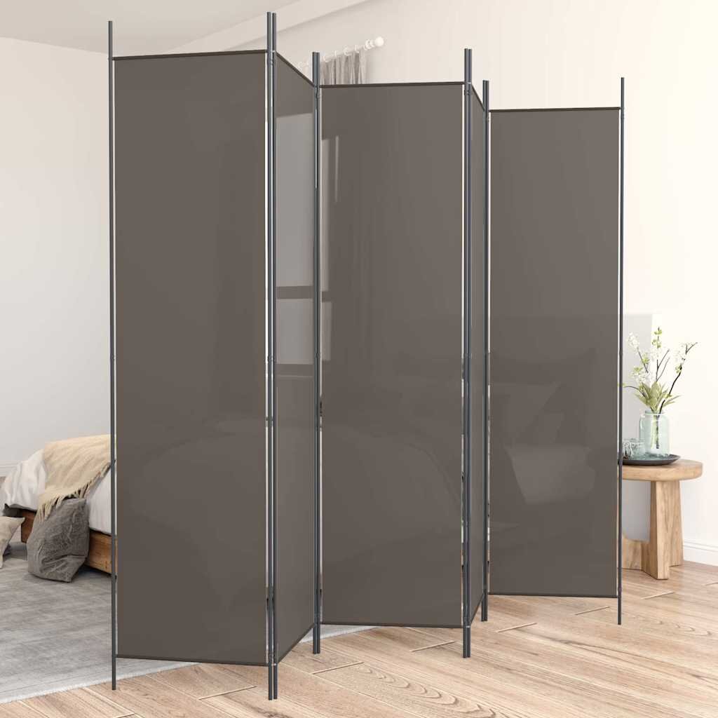 vidaXL Параван за стая 5 панела антрацит 250x200 cм текстил