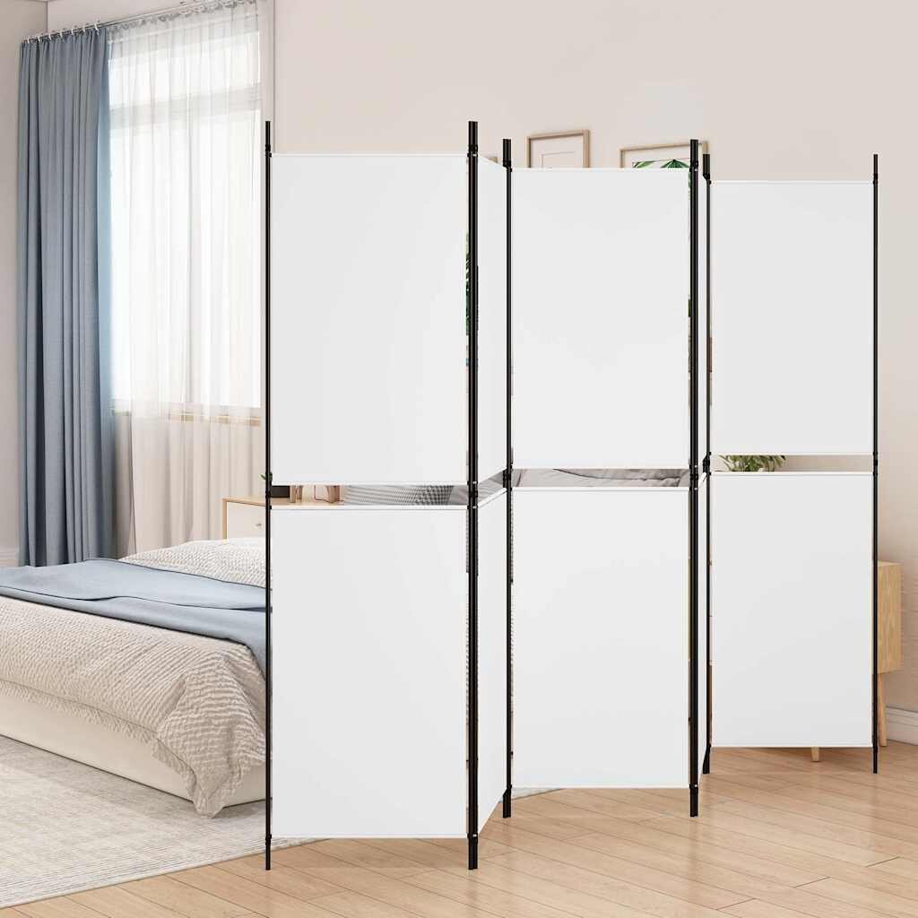 vidaXL Параван за стая 5 панела бял 250x180 см текстил