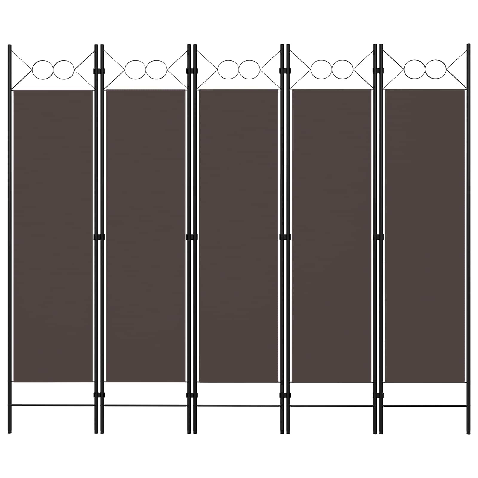 vidaXL Параван за стая 5 панела кафяв 200x180 см