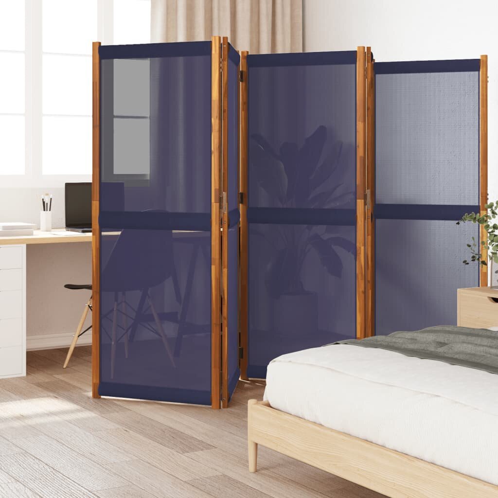 vidaXL Параван за стая 5 панела тъмносин 350x180 cм