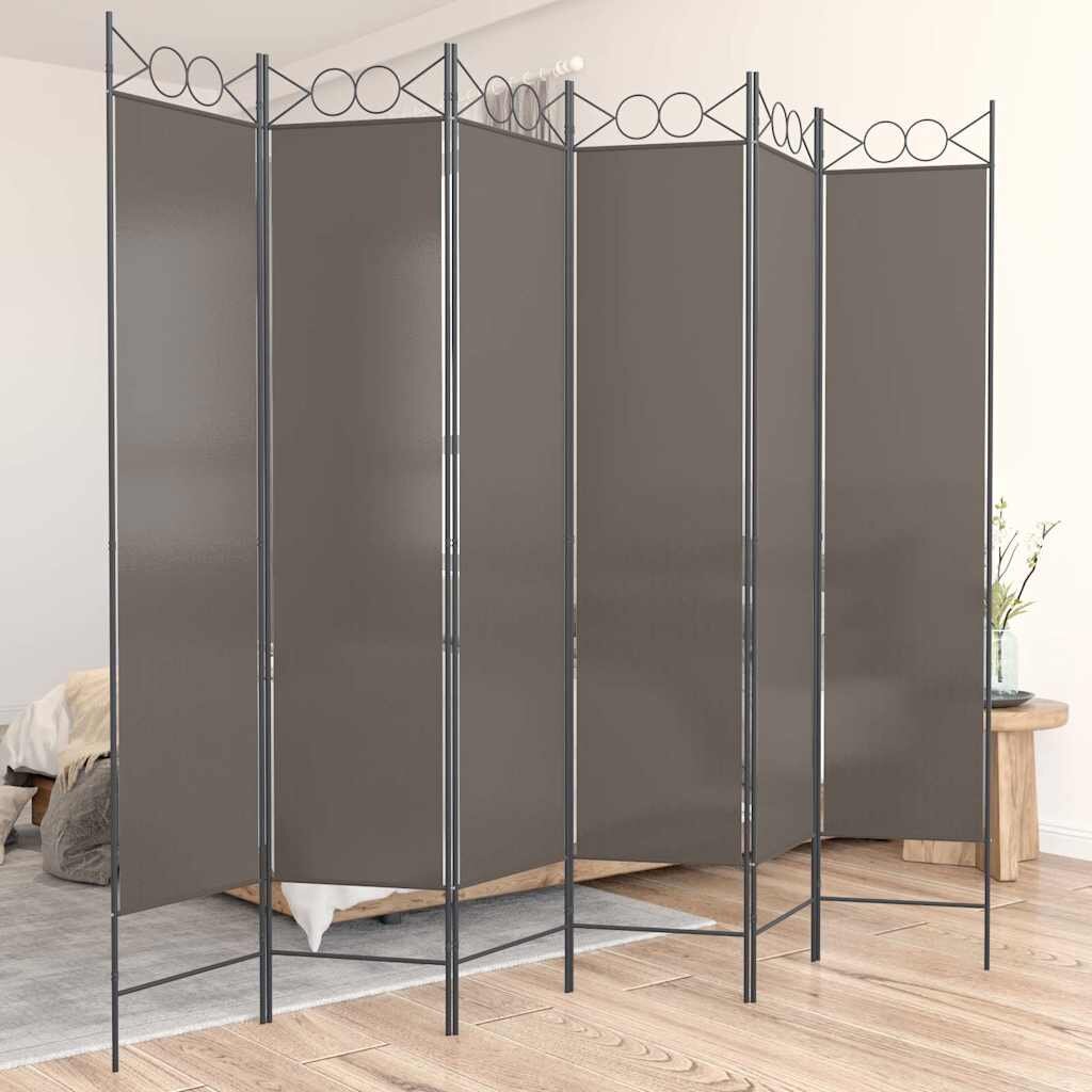 vidaXL Параван за стая 6 панела антрацит 240x200 cм текстил
