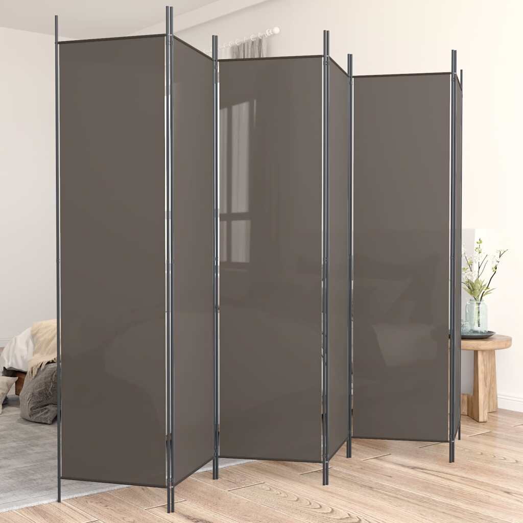 vidaXL Параван за стая 6 панела антрацит 300x220 cм текстил