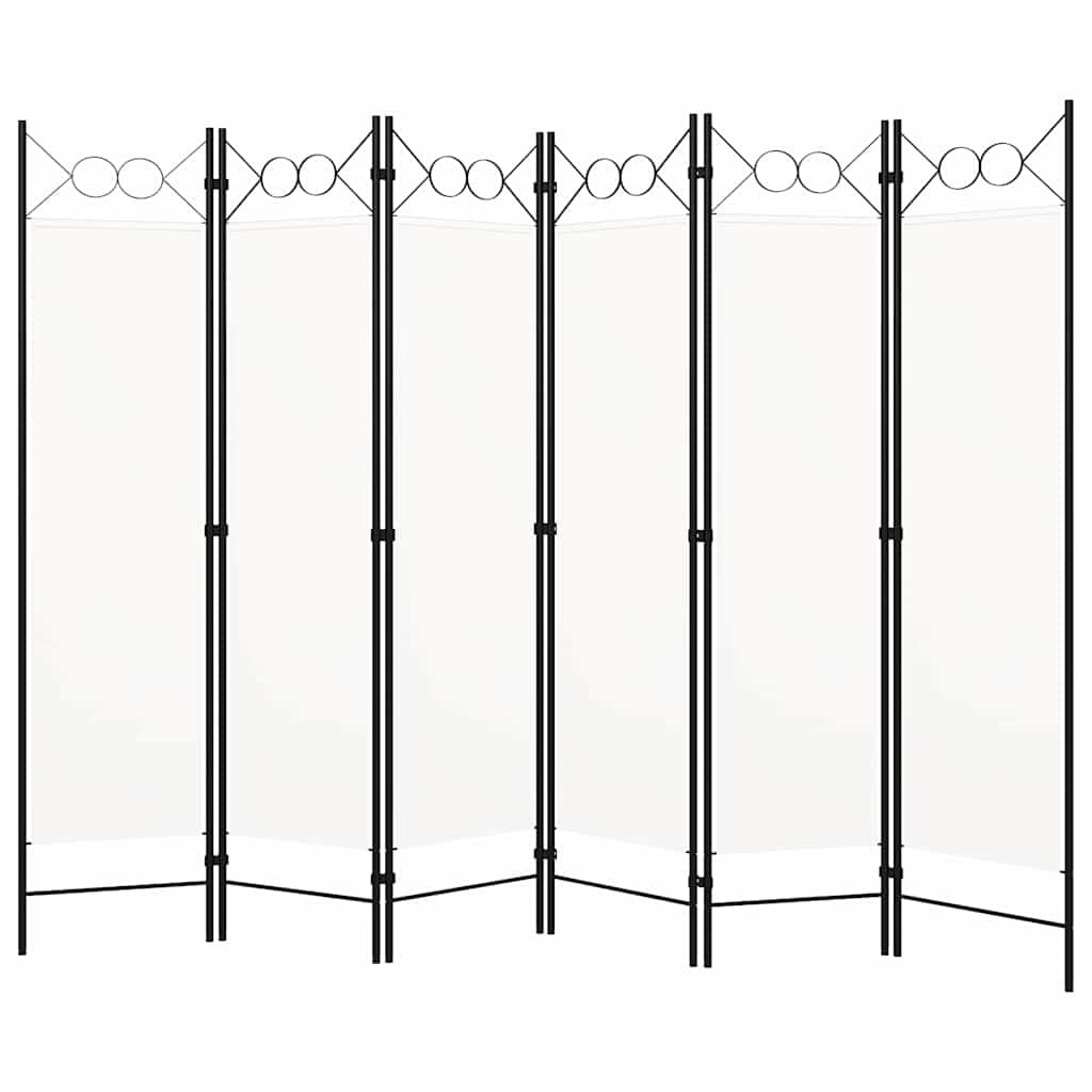 vidaXL Параван за стая 6 панела бял 240x180 cм