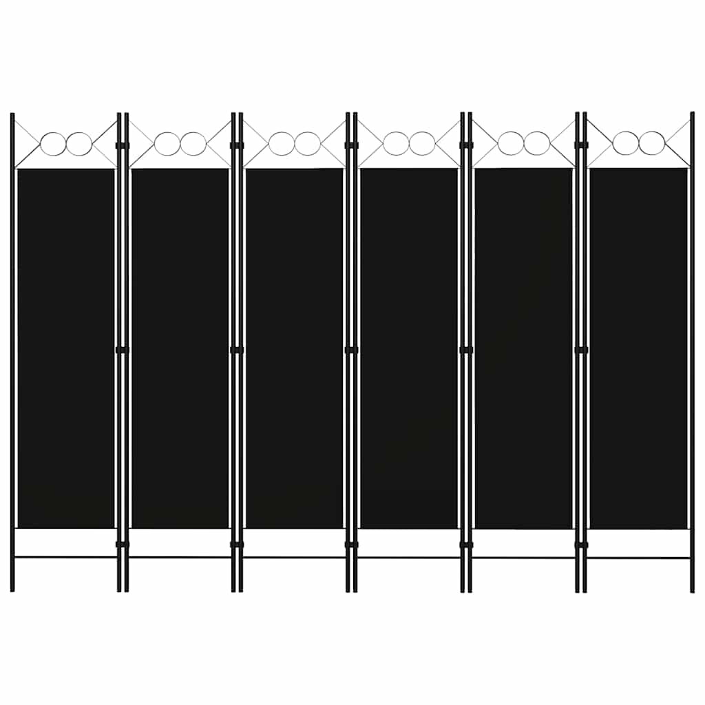 vidaXL Параван за стая 6 панела черен 240x180 cм