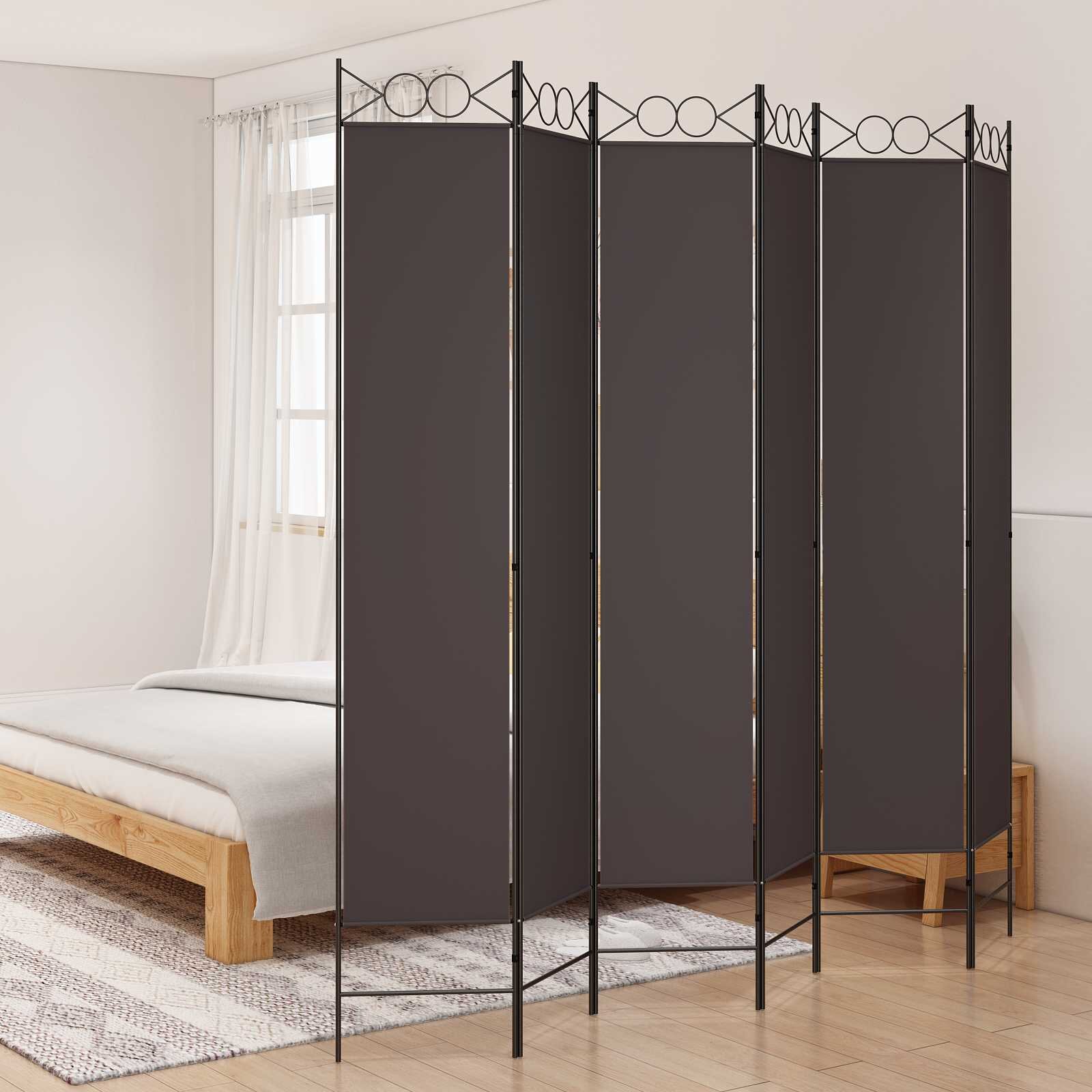 vidaXL Параван за стая 6 панела кафяв 240x220 см плат
