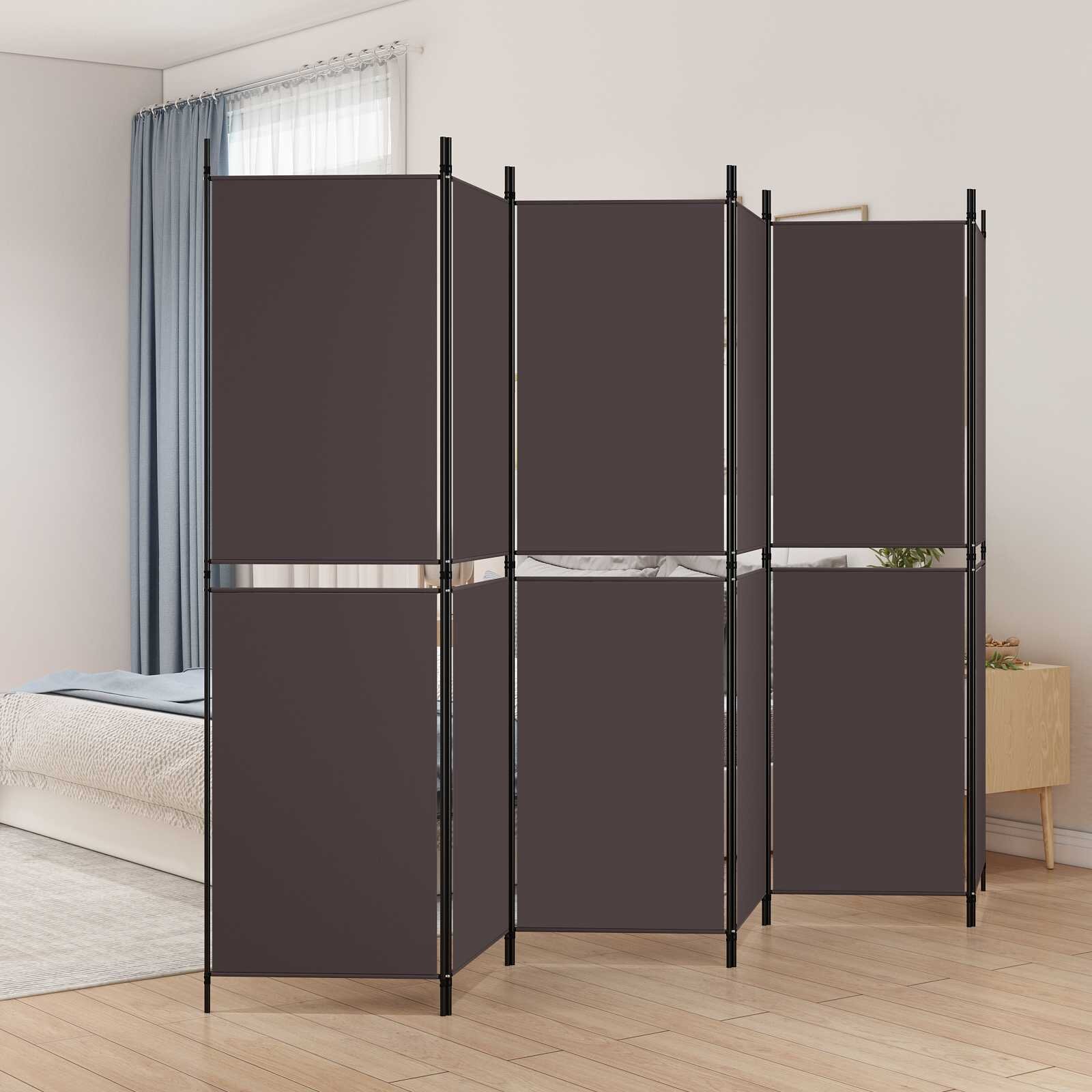 vidaXL Параван за стая 6 панела кафяв 300x180 см плат