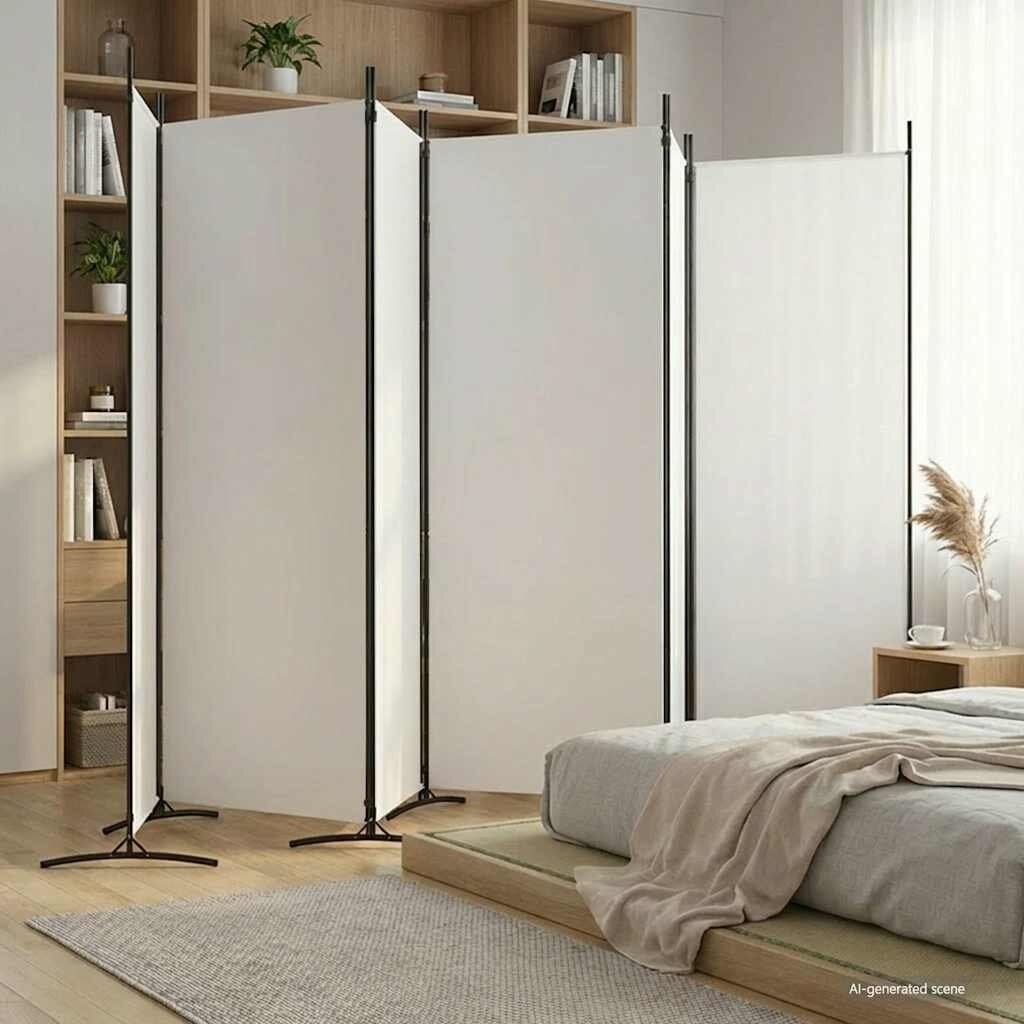 vidaXL Параван за стая бял 6 панела 520x180 см плат