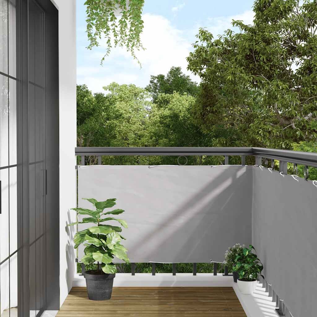 vidaXL Параван за тераса сив 500x90 см PVC