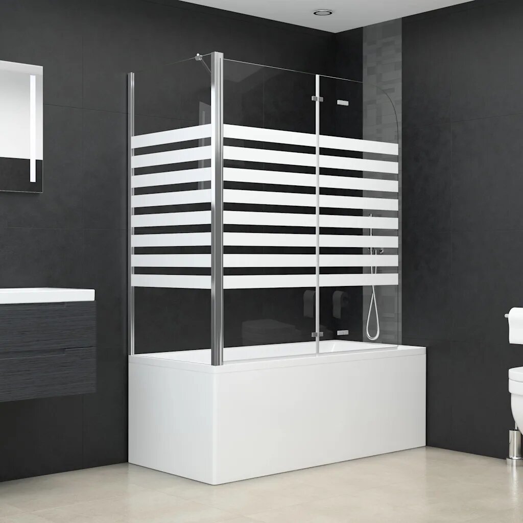 vidaXL Параван за вана 120x68x130 см закалено стъкло на ивици