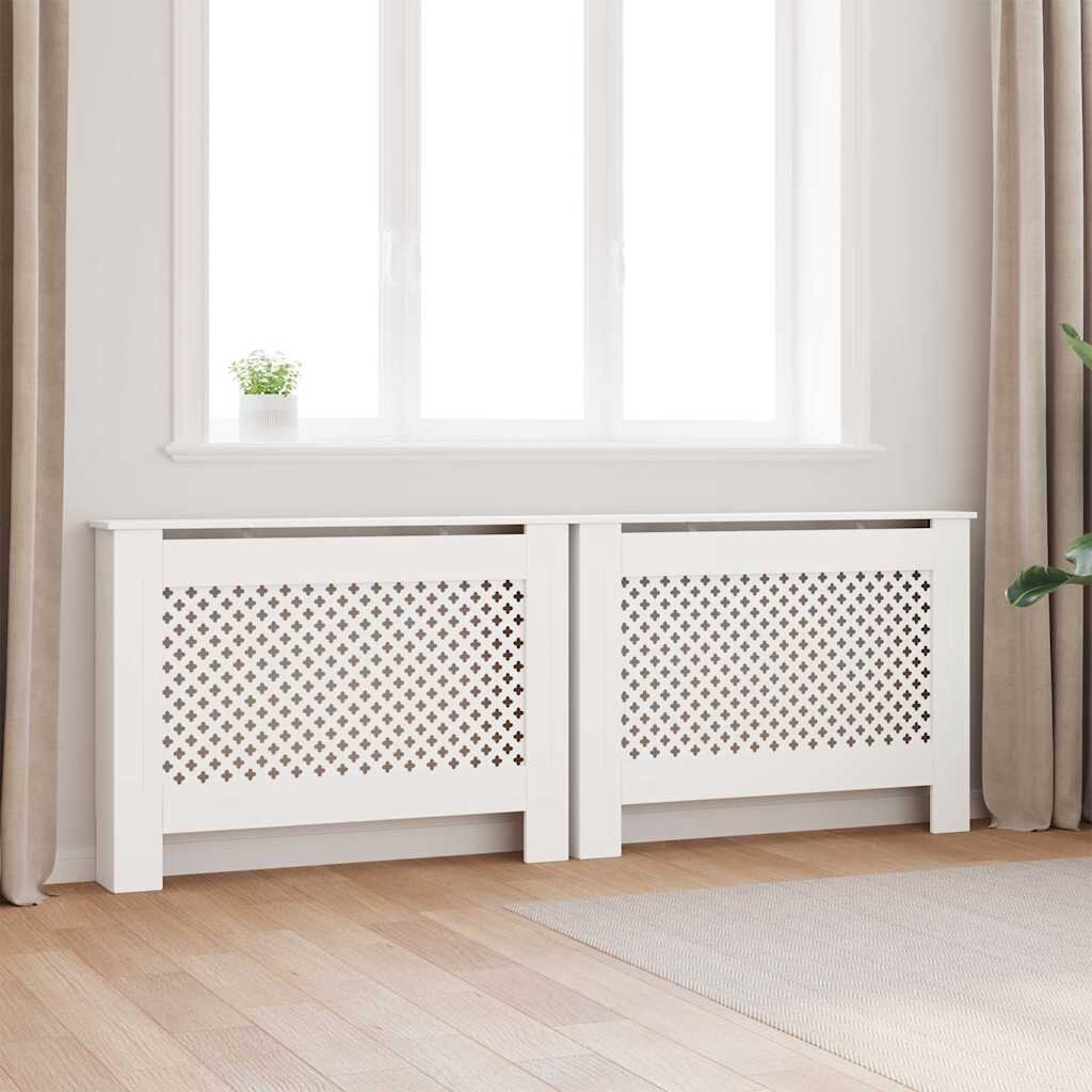 vidaXL Паравани за радиатори 2 бр бели 112x19x815 см МДФ