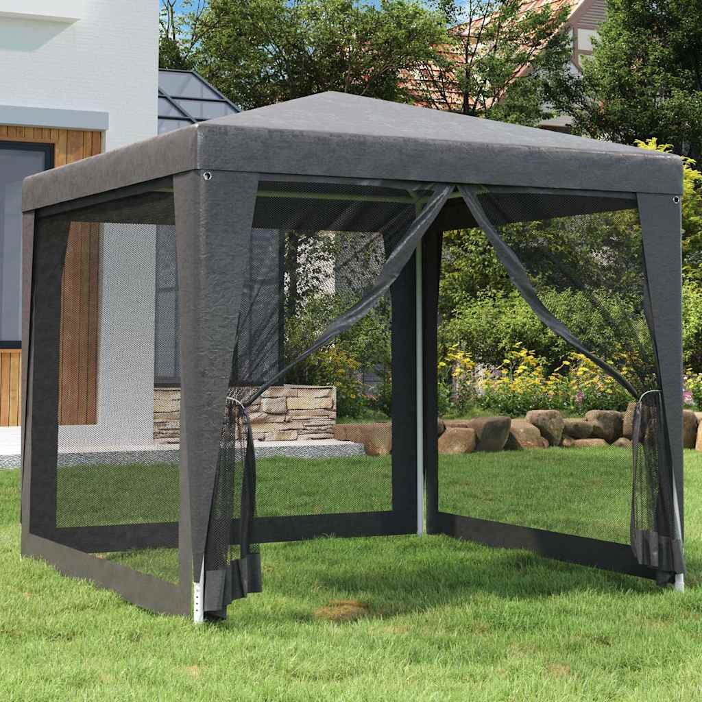 vidaXL Парти палатка 4 мрежести странични стени антрацит 25x25м HDPE