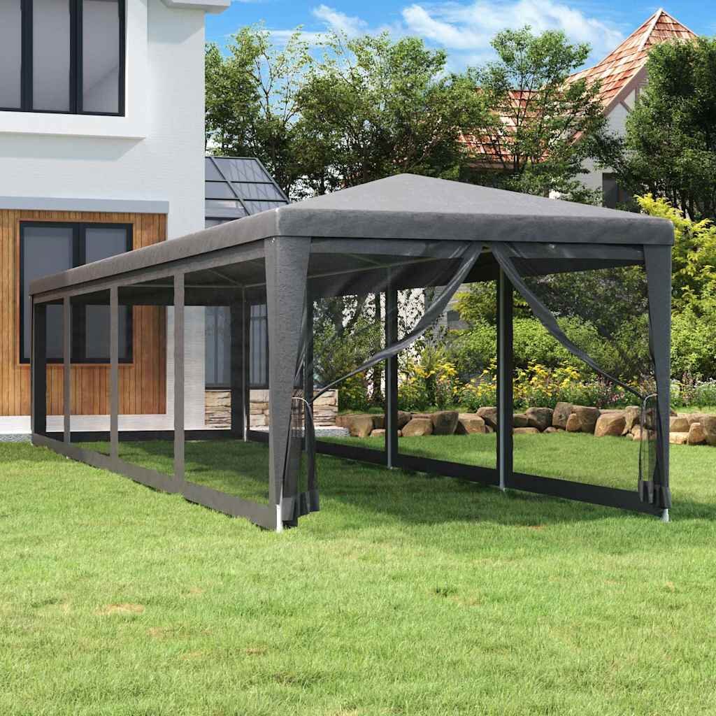 vidaXL Парти палатка с 10 мрежести странични стени антрацит 3x12м HDPE