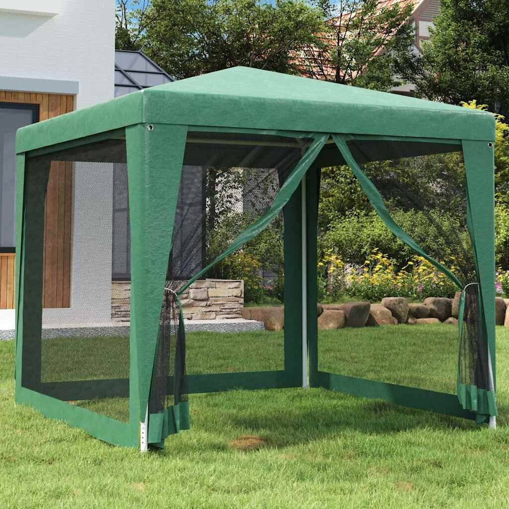 vidaXL Парти палатка с 4 мрежести странични стени зелена 25x25м HDPE