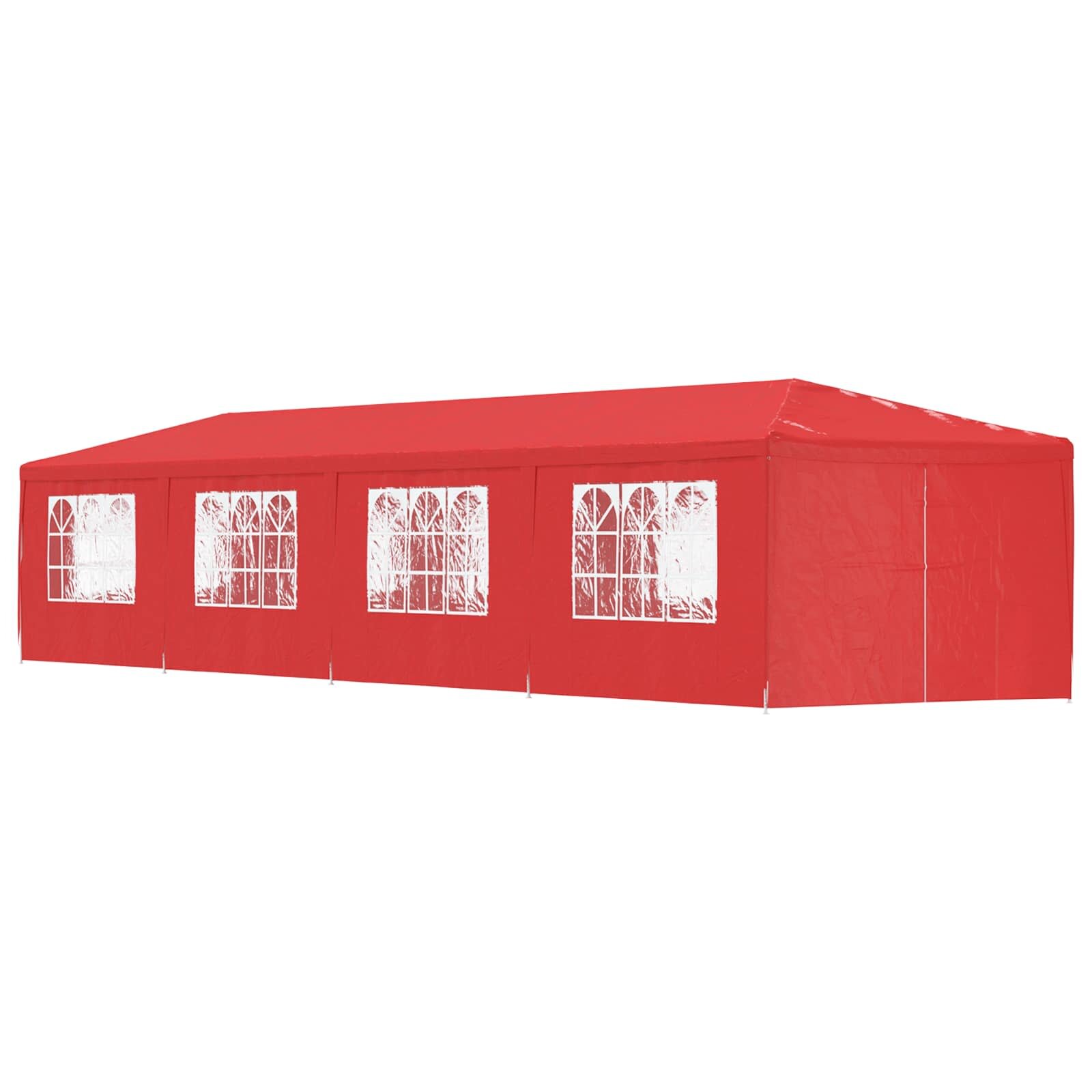 vidaXL Парти шатър 1200 x 300 x 255 см Червено Полиетилен и стомана
