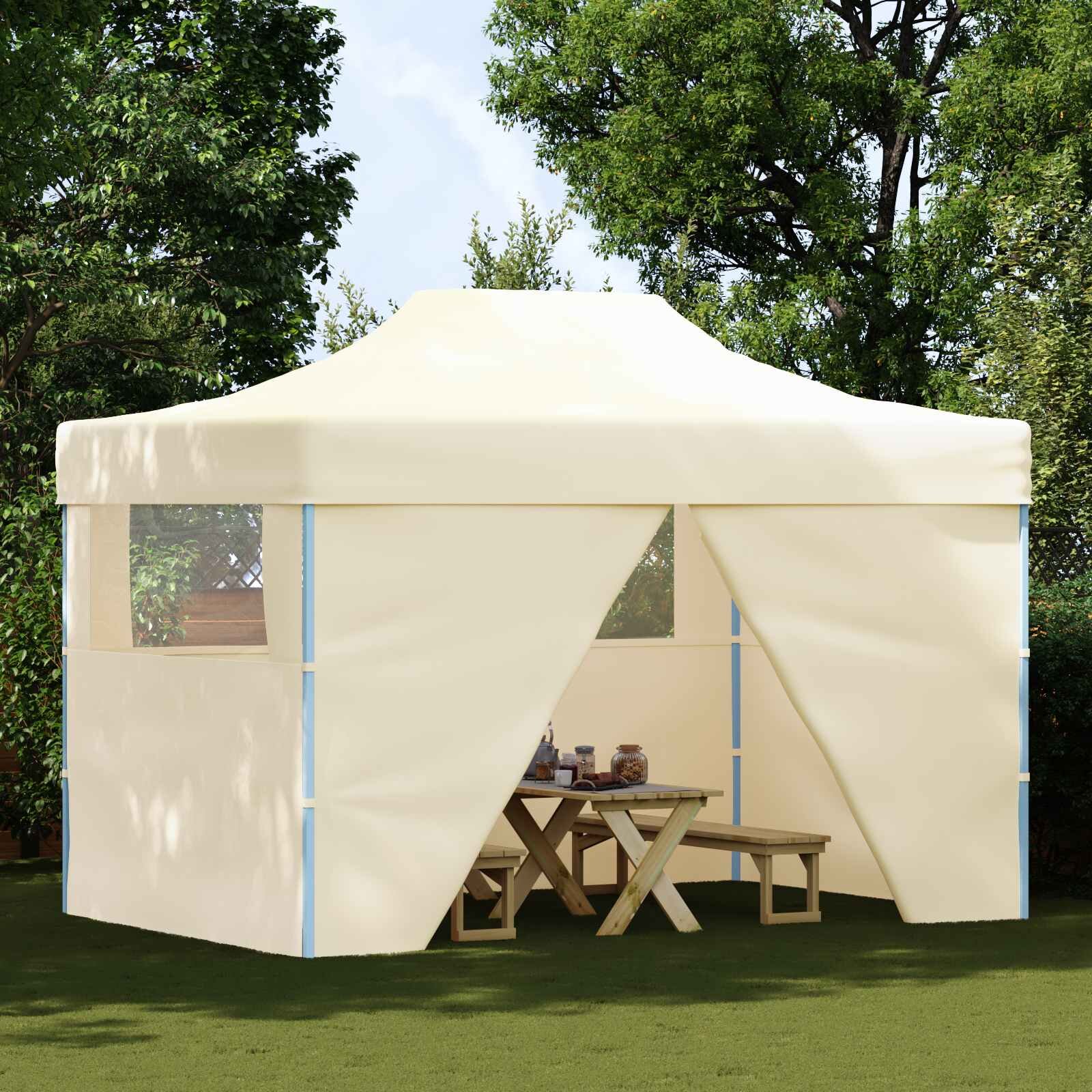 vidaXL Парти шатър 291 x 431 x 315 см Кремаво Оксфордска тъкан
