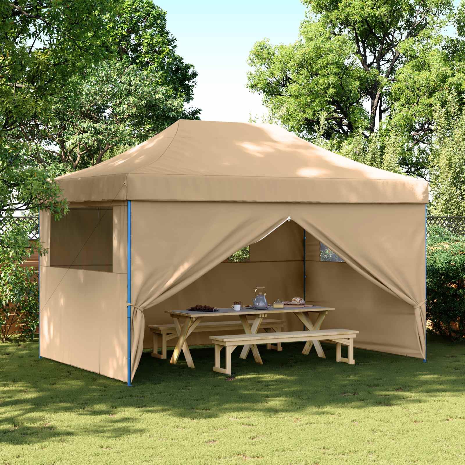 vidaXL Парти шатър 292 x 440 x 315 см Бежово Оксфордска тъкан