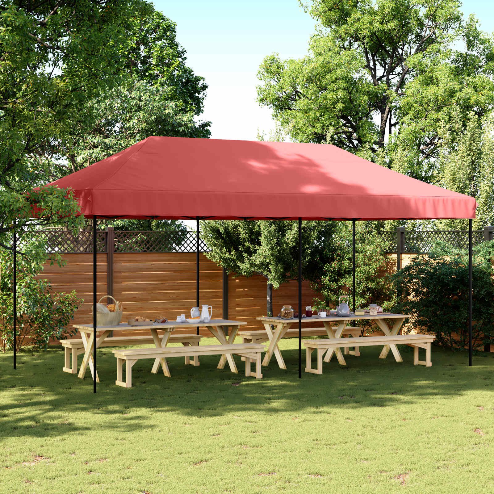 vidaXL Парти шатър 292 x 580 x 315 см Бургундско червен