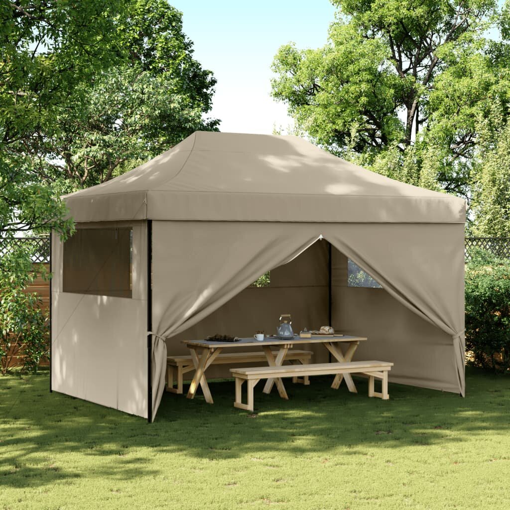 vidaXL Парти шатър 410 x 279 x 315 cm Тауpe с черна рамка
