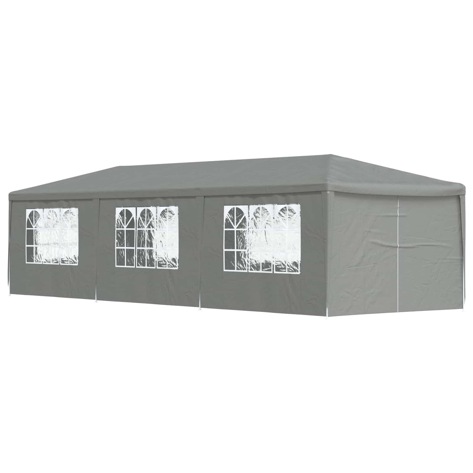 vidaXL Парти шатър 900 x 300 x 255 см Светлосиво Полиетилен и стомана