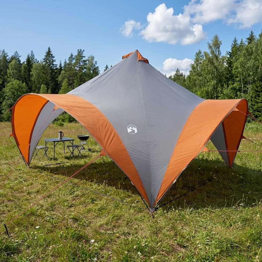 vidaXL Парти шатър с покрив Сив и оранжев 400 x 400 x 320 см