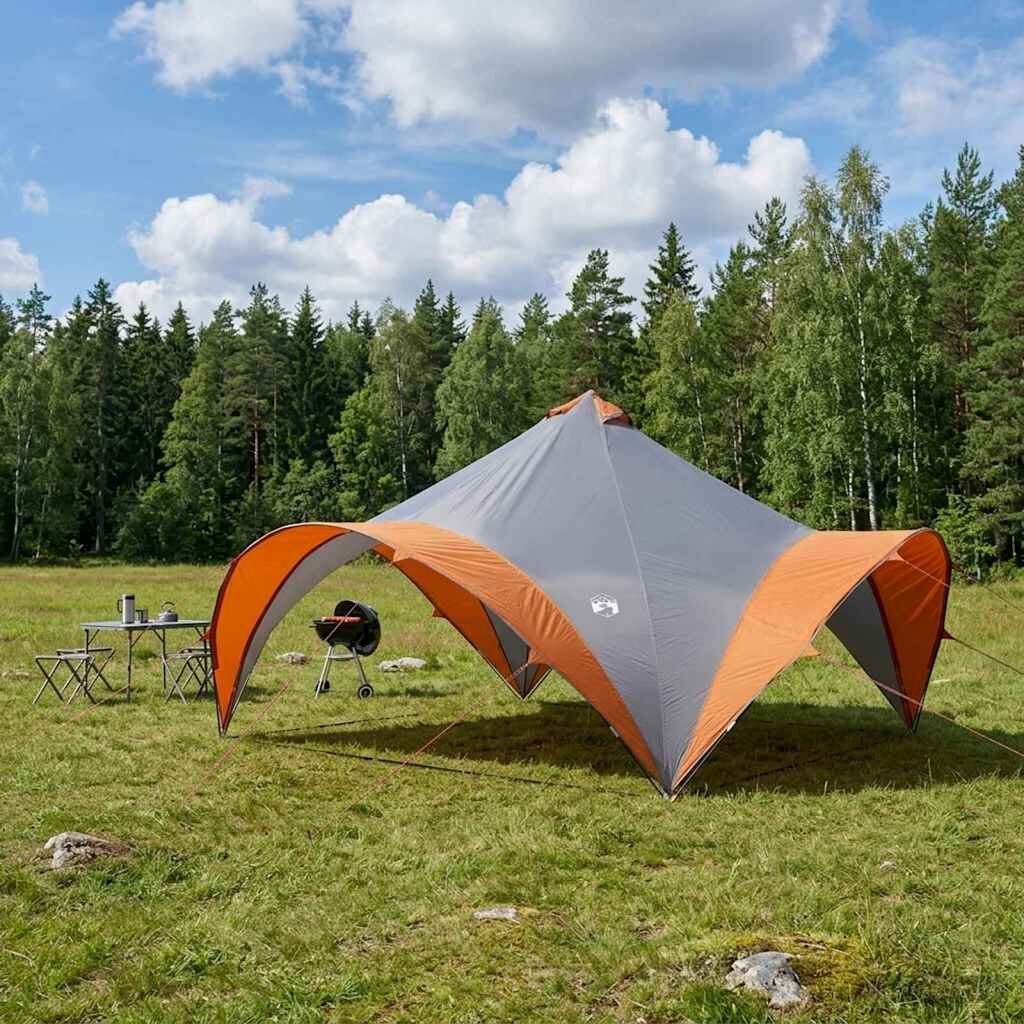 vidaXL Парти шатър с покрив Сив и оранжев 500 x 500 x 350 см
