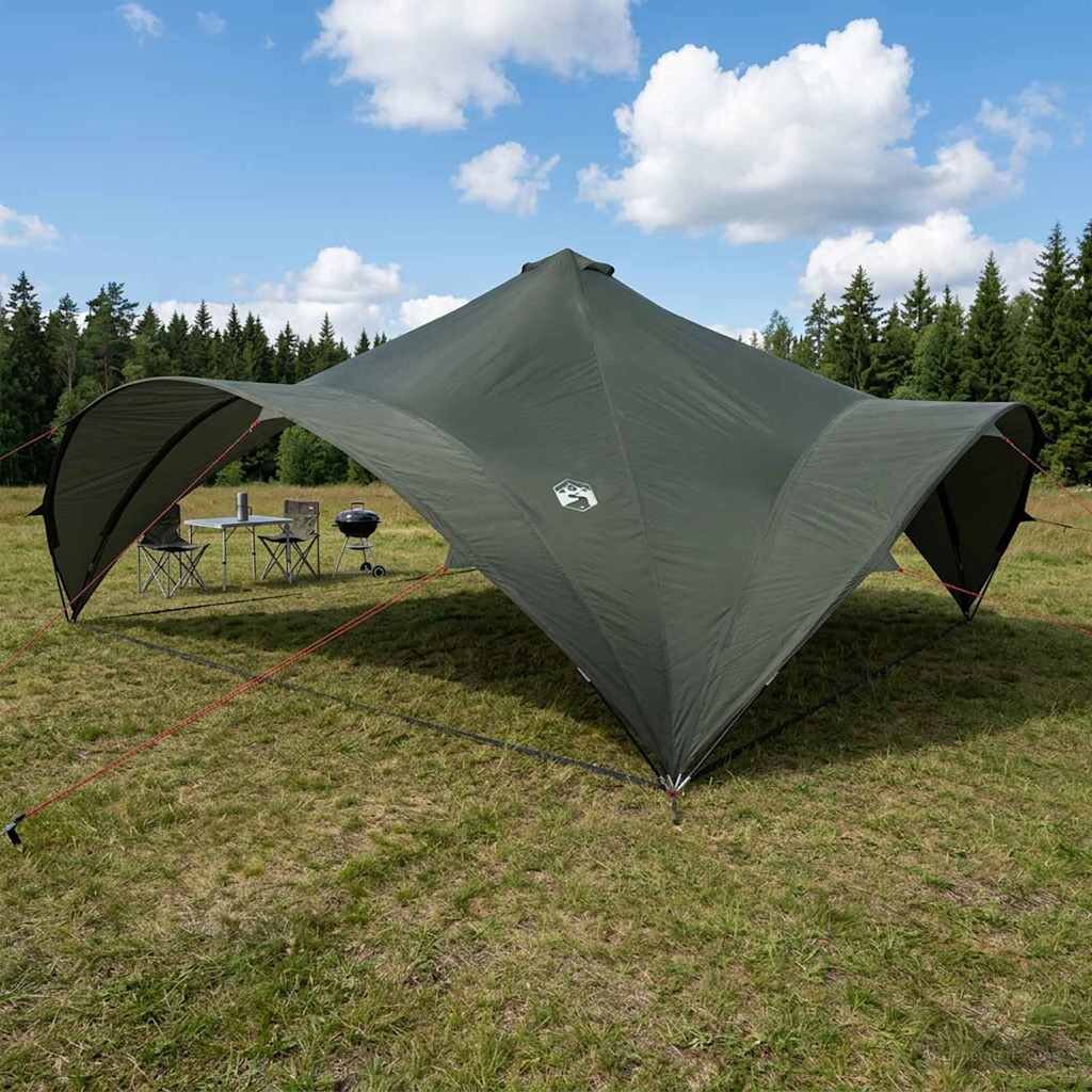 vidaXL Парти шатър Военнозелен 600 x 600 x 400 см Полиестер и стомана