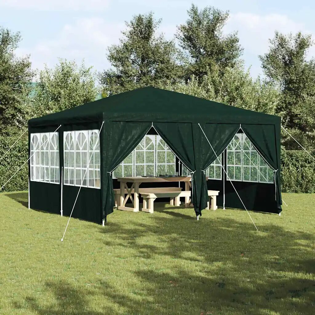 vidaXL Парти шатър Зелен 400 x 400 x 266 см Полиетилен