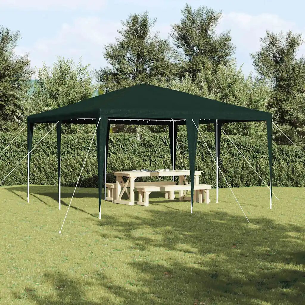 vidaXL Парти шатър Зелен 400 x 400 x 266 см Полиетилен и стомана