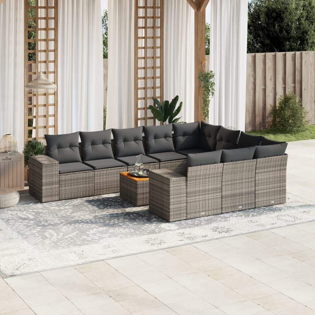 vidaXL Patio Sofa Set 10-местни Grey and Dark Grey