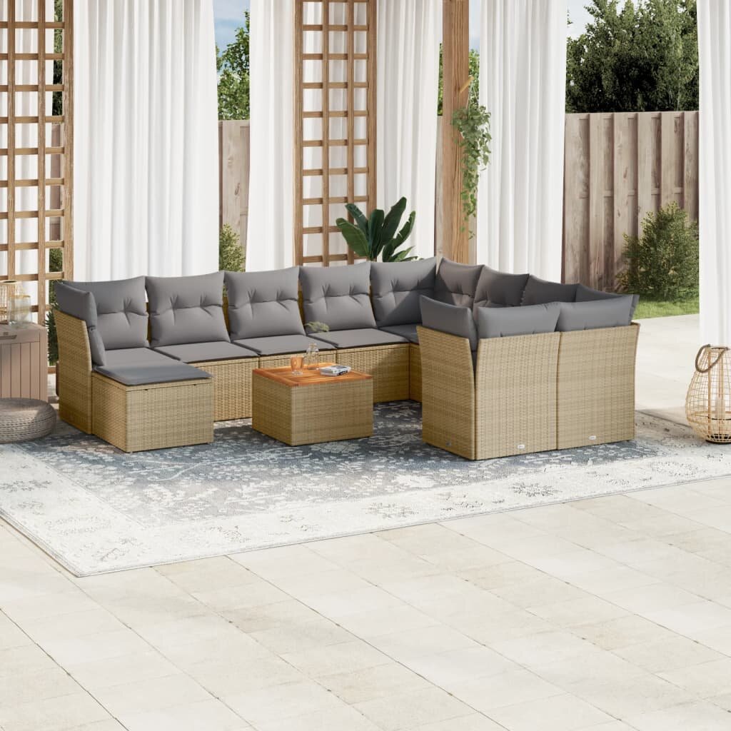 vidaXL Patio Sofa Set 10-местни Смес от бежово и светлосиво