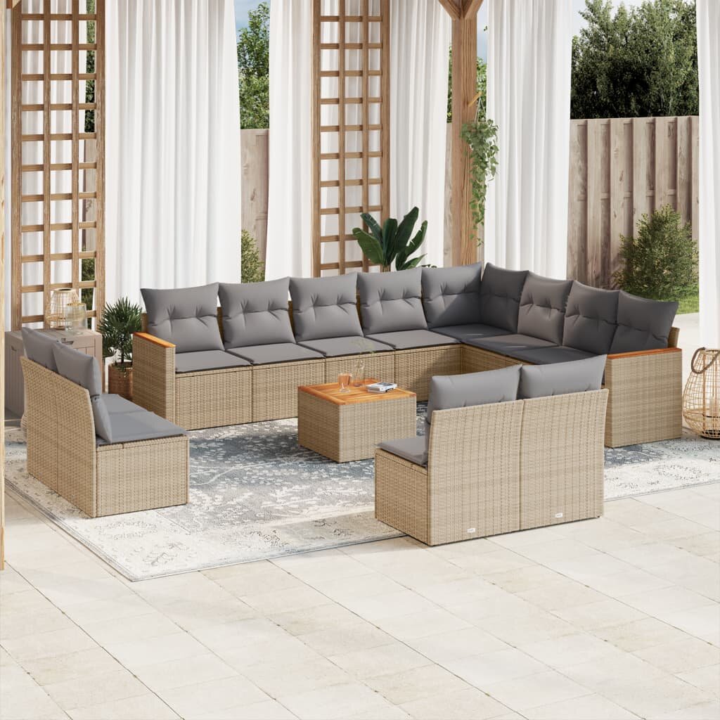 vidaXL Patio Sofa Set 12-местни Бежов микс