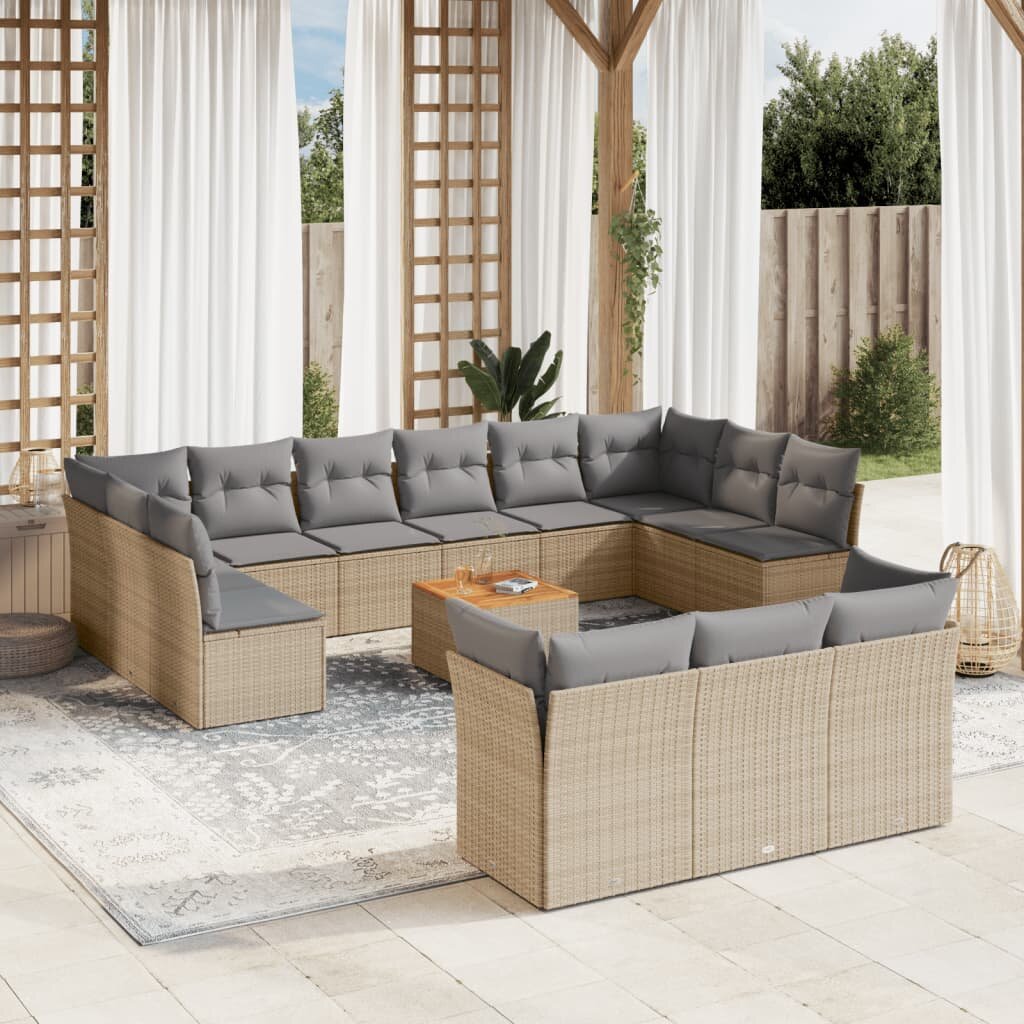 vidaXL Patio Sofa Set 13-местни Смес от бежово и светлосиво