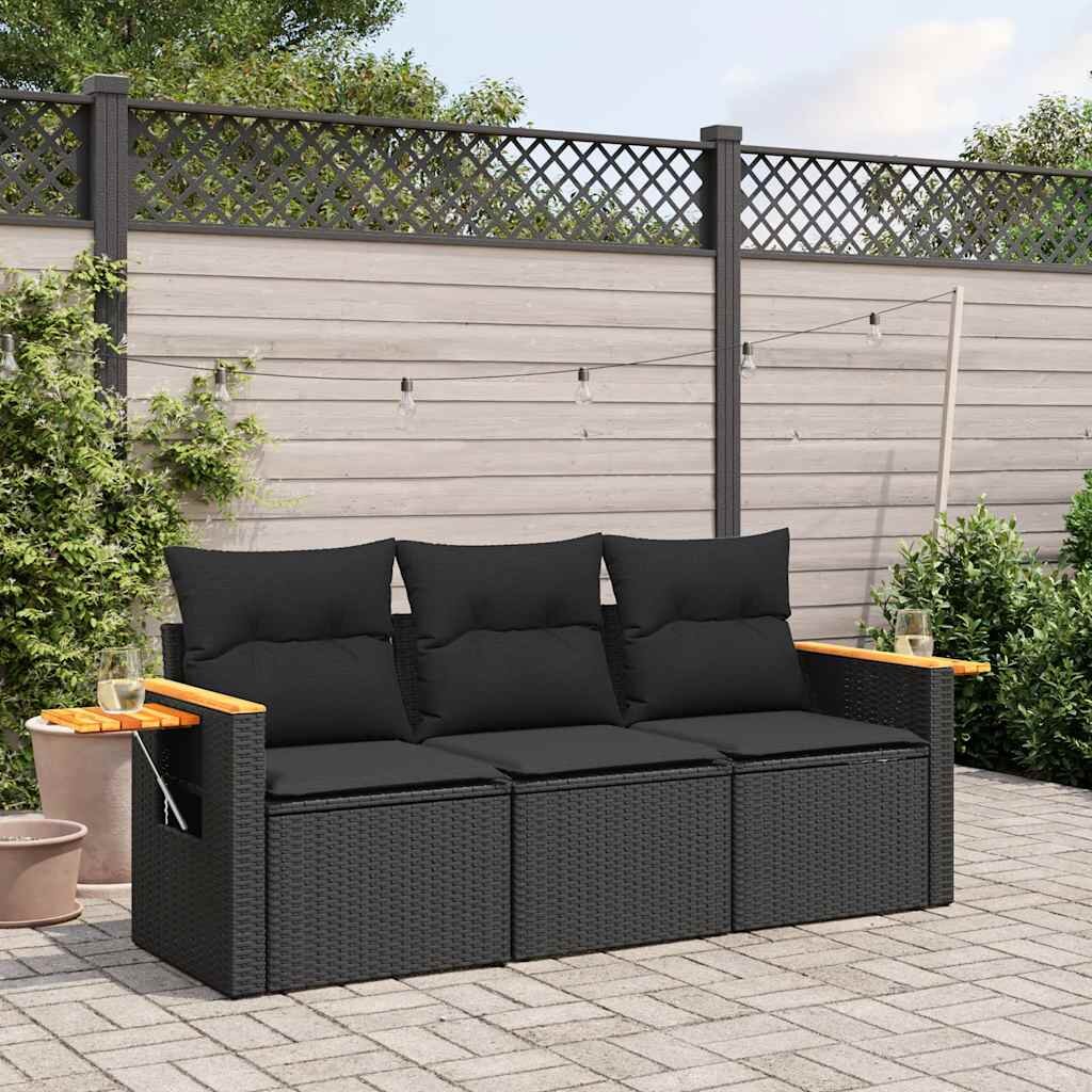 vidaXL Patio Sofa Set 3-местни Black