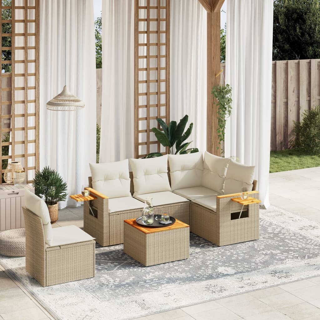 vidaXL Patio Sofa Set 5-местни Beige and Cream