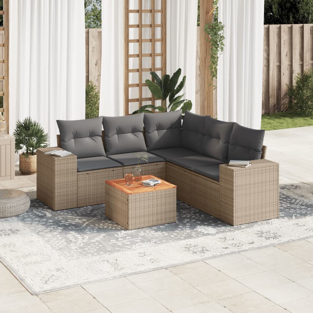 vidaXL Patio Sofa Set 5-местни Beige and Grey