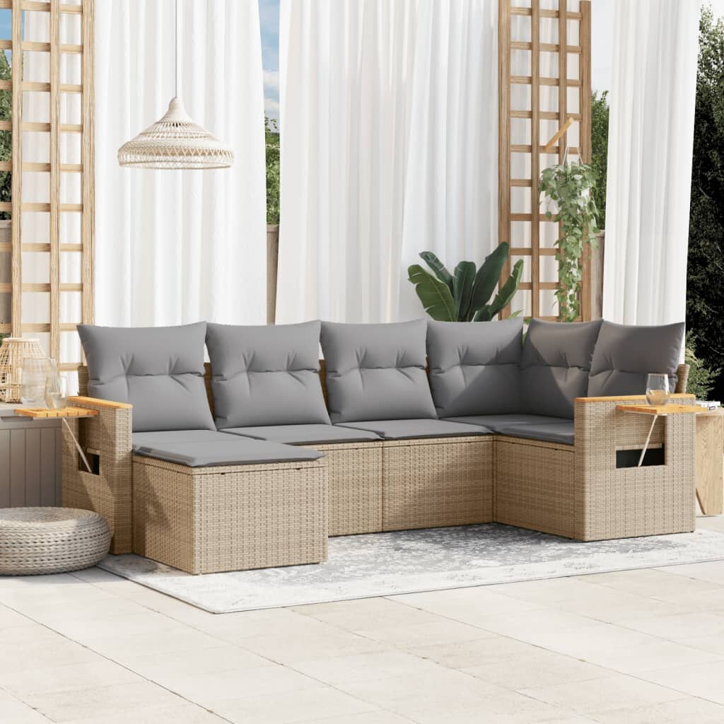 vidaXL Patio Sofa Set 6-местни Beige and Grey