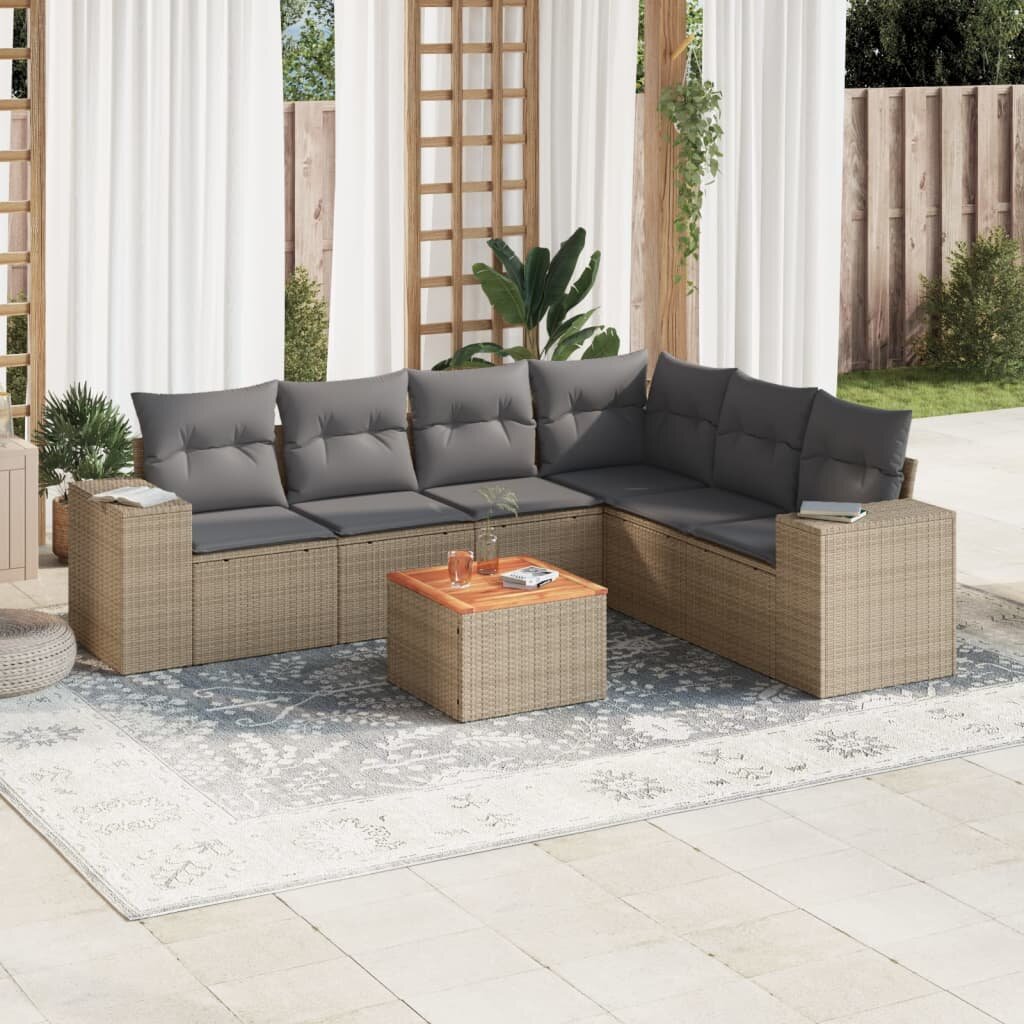 vidaXL Patio Sofa Set 6-местни Beige and Grey