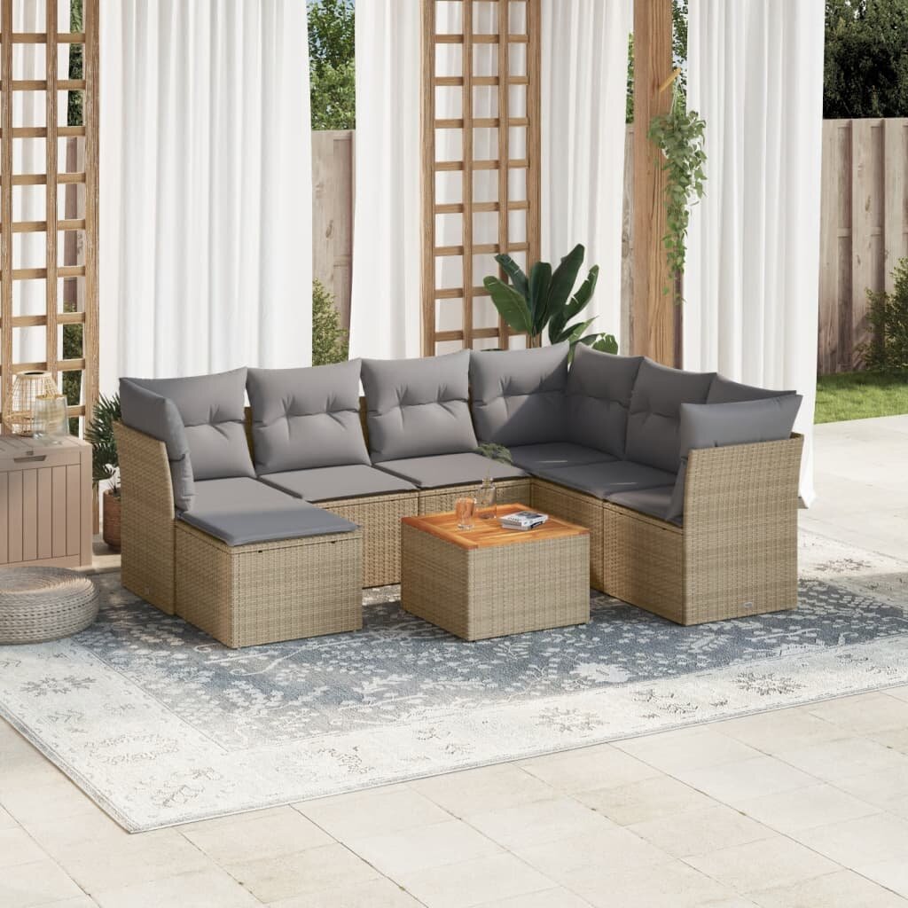 vidaXL Patio Sofa Set 7-местни Бежов микс и сиво