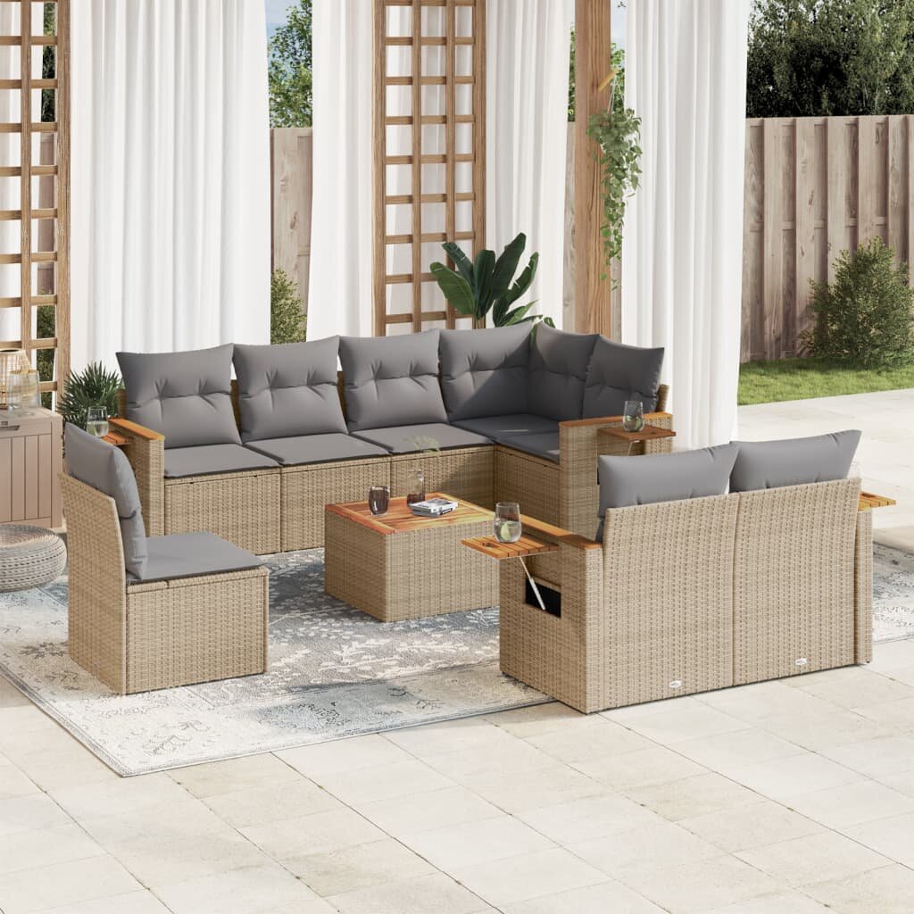 vidaXL Patio Sofa Set 8-местни Beige and Grey