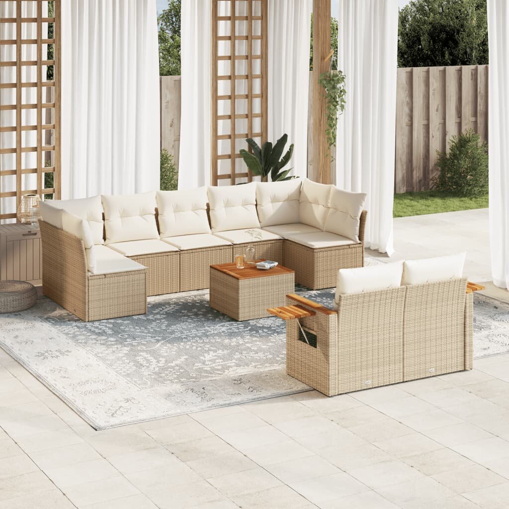vidaXL Patio Sofa Set 9-местни Beige and Cream