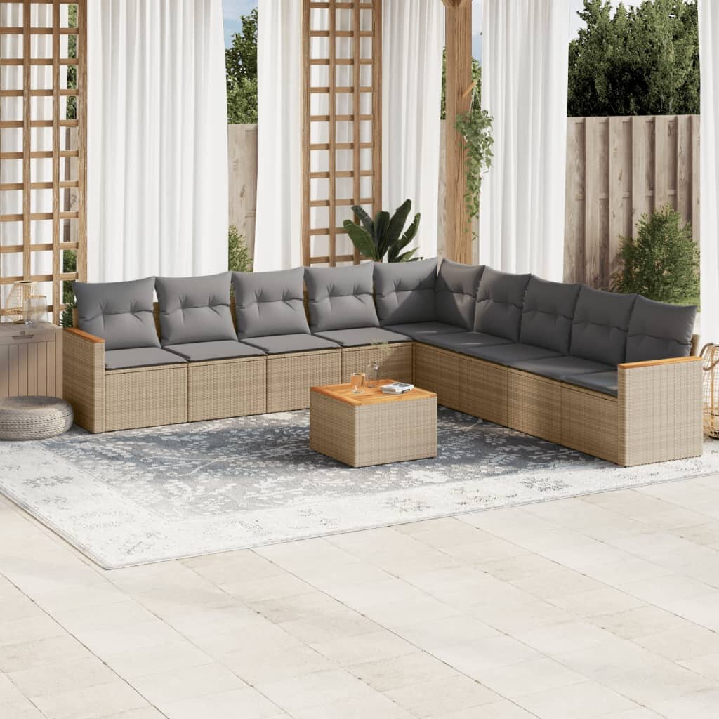 vidaXL Patio Sofa Set 9-местни Beige and Grey