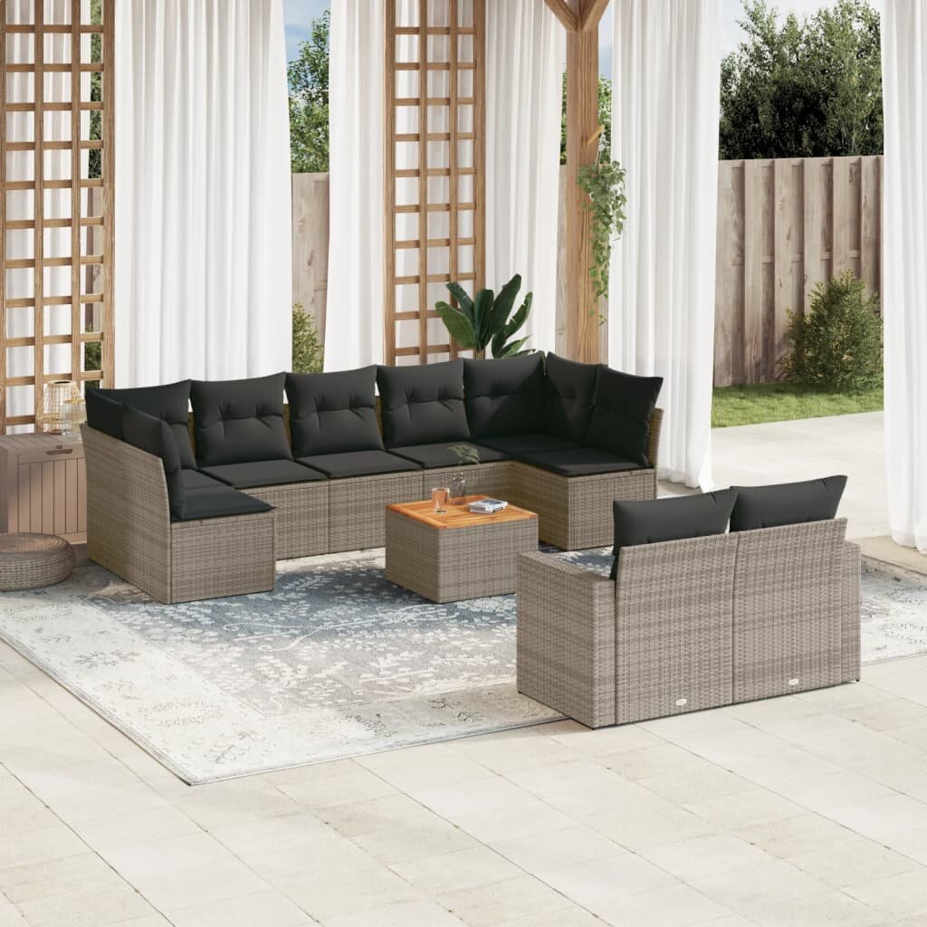 vidaXL Patio Sofa Set 9-местни Grey and Dark Grey